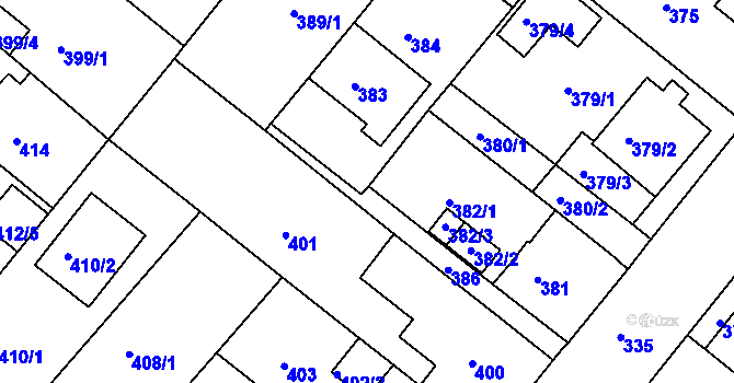 Parcela st. 385 v KÚ Sobědruhy, Katastrální mapa