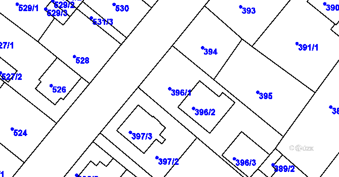 Parcela st. 396/1 v KÚ Sobědruhy, Katastrální mapa