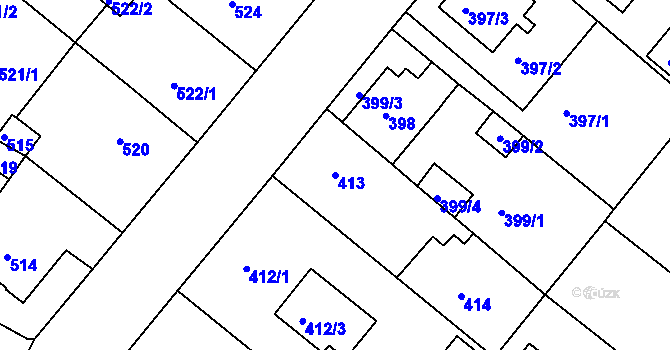 Parcela st. 413 v KÚ Sobědruhy, Katastrální mapa