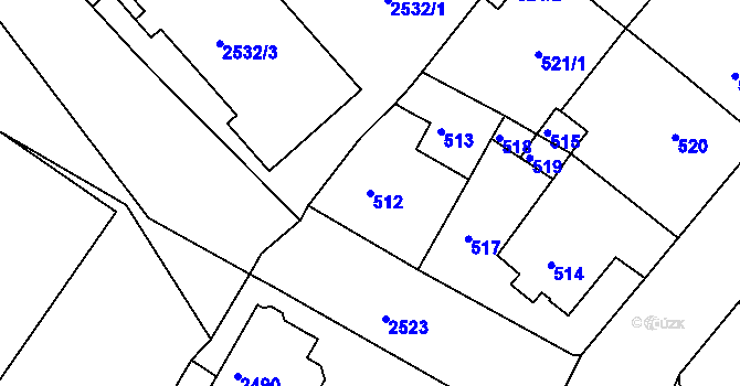 Parcela st. 512 v KÚ Sobědruhy, Katastrální mapa