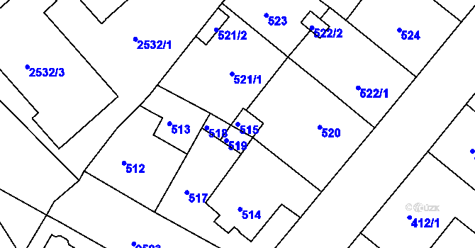 Parcela st. 515 v KÚ Sobědruhy, Katastrální mapa
