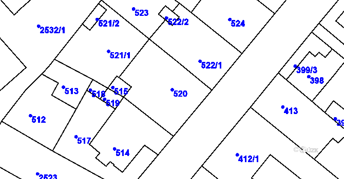 Parcela st. 520 v KÚ Sobědruhy, Katastrální mapa