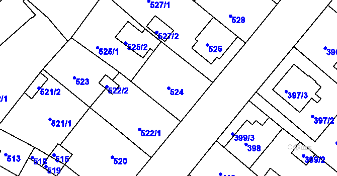 Parcela st. 524 v KÚ Sobědruhy, Katastrální mapa