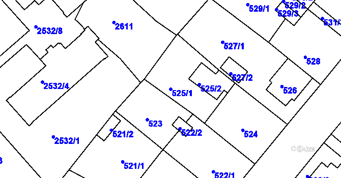 Parcela st. 525/1 v KÚ Sobědruhy, Katastrální mapa