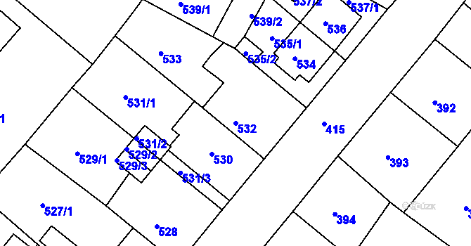 Parcela st. 532 v KÚ Sobědruhy, Katastrální mapa