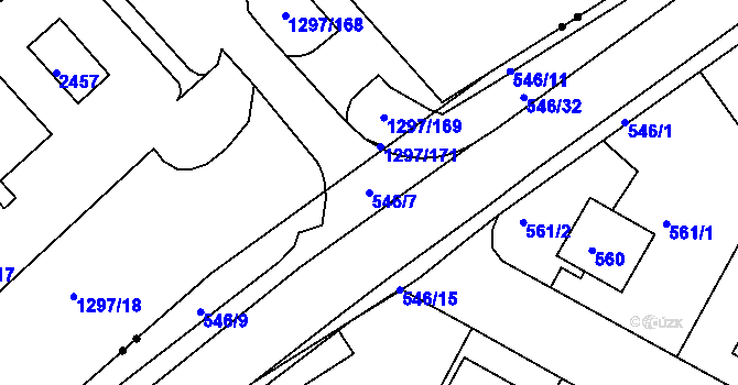 Parcela st. 546/7 v KÚ Sobědruhy, Katastrální mapa