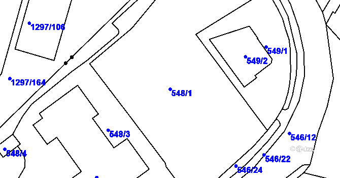 Parcela st. 548/1 v KÚ Sobědruhy, Katastrální mapa