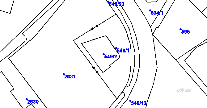 Parcela st. 549/2 v KÚ Sobědruhy, Katastrální mapa