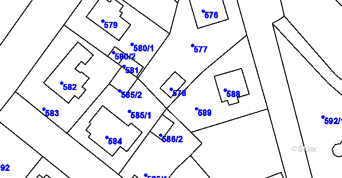 Parcela st. 578 v KÚ Sobědruhy, Katastrální mapa