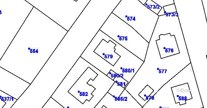 Parcela st. 579 v KÚ Sobědruhy, Katastrální mapa