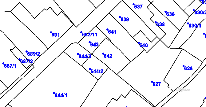 Parcela st. 642 v KÚ Sobědruhy, Katastrální mapa