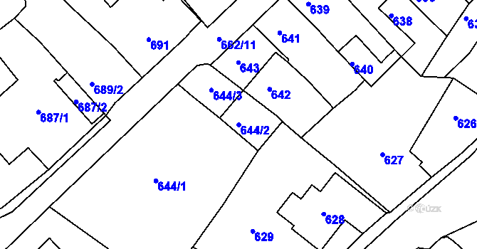 Parcela st. 644/2 v KÚ Sobědruhy, Katastrální mapa
