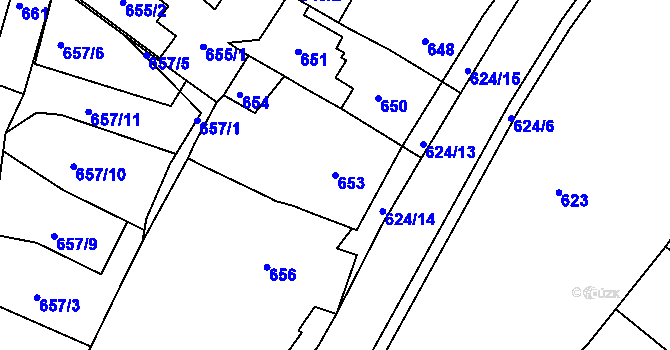 Parcela st. 653 v KÚ Sobědruhy, Katastrální mapa