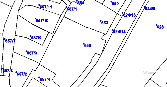 Parcela st. 656 v KÚ Sobědruhy, Katastrální mapa