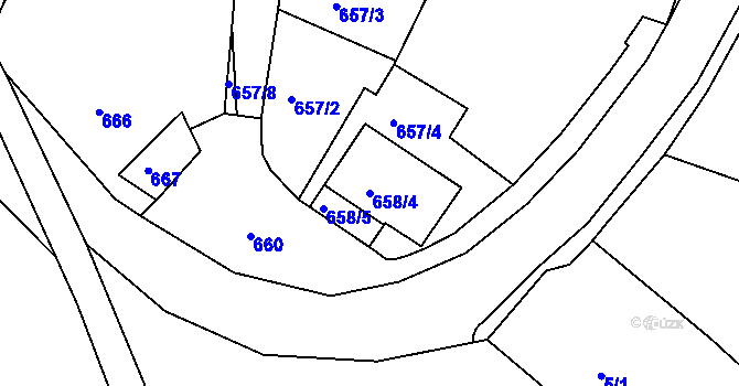Parcela st. 658/4 v KÚ Sobědruhy, Katastrální mapa