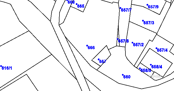 Parcela st. 666 v KÚ Sobědruhy, Katastrální mapa