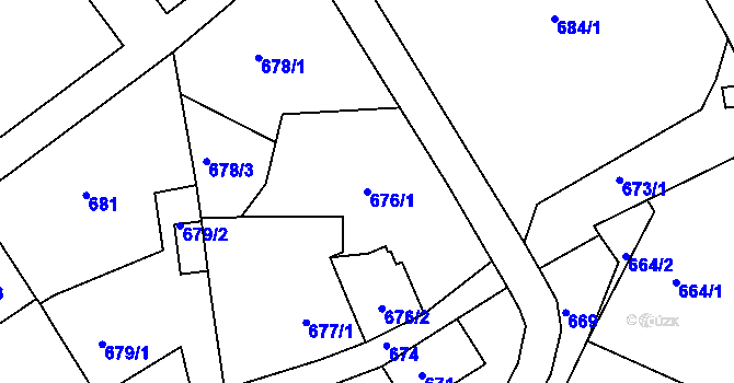 Parcela st. 676/1 v KÚ Sobědruhy, Katastrální mapa