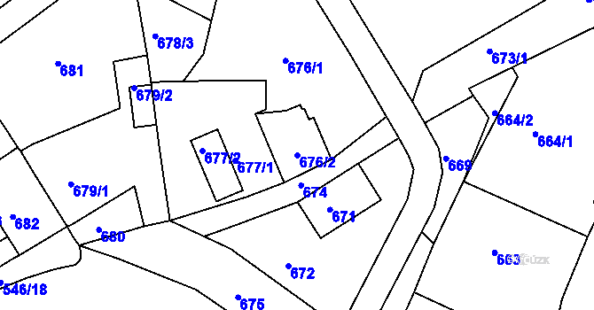 Parcela st. 676/2 v KÚ Sobědruhy, Katastrální mapa