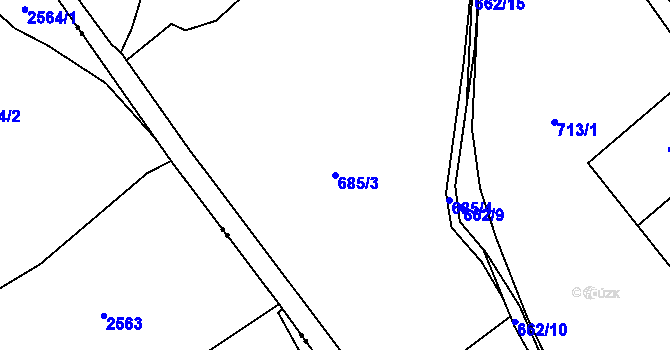 Parcela st. 685/3 v KÚ Sobědruhy, Katastrální mapa