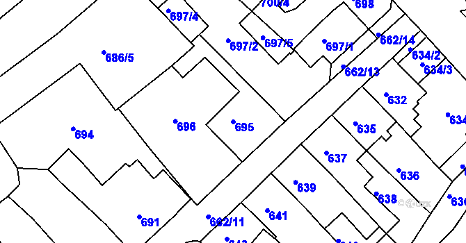 Parcela st. 695 v KÚ Sobědruhy, Katastrální mapa