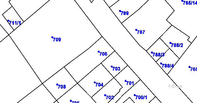 Parcela st. 706 v KÚ Sobědruhy, Katastrální mapa