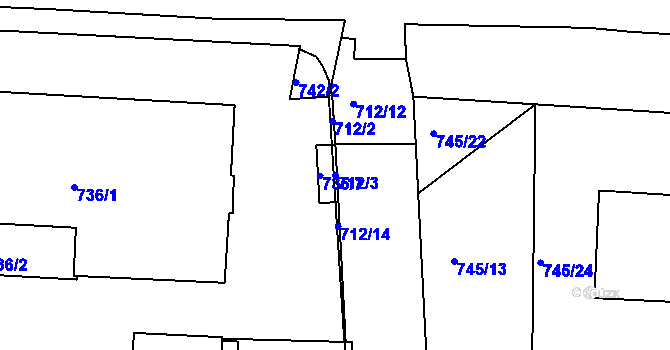 Parcela st. 712/3 v KÚ Sobědruhy, Katastrální mapa