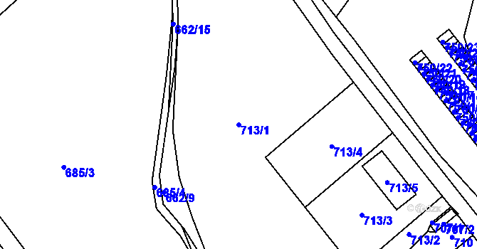 Parcela st. 713/1 v KÚ Sobědruhy, Katastrální mapa