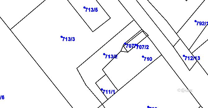 Parcela st. 713/2 v KÚ Sobědruhy, Katastrální mapa