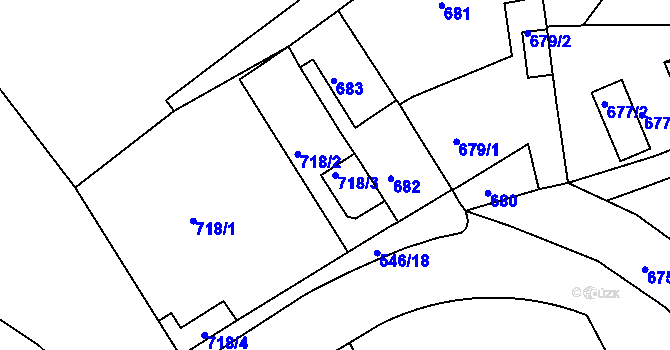 Parcela st. 718/3 v KÚ Sobědruhy, Katastrální mapa
