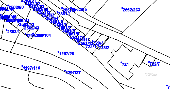 Parcela st. 723/1 v KÚ Sobědruhy, Katastrální mapa