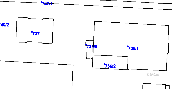 Parcela st. 735/6 v KÚ Sobědruhy, Katastrální mapa