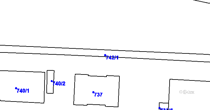 Parcela st. 742/1 v KÚ Sobědruhy, Katastrální mapa