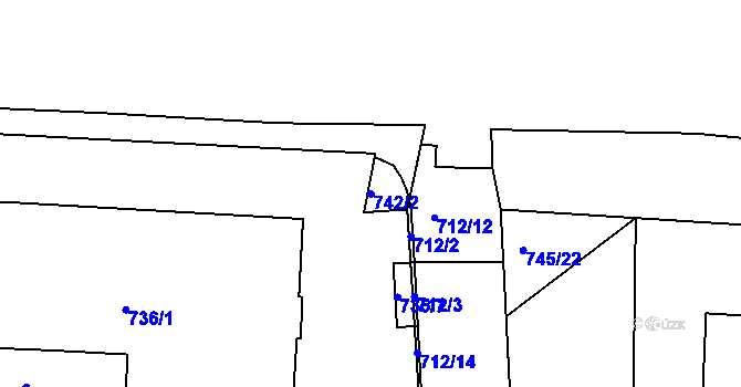 Parcela st. 742/2 v KÚ Sobědruhy, Katastrální mapa