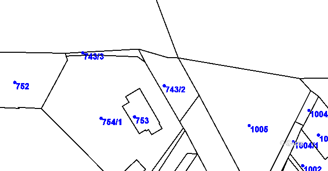 Parcela st. 743/2 v KÚ Sobědruhy, Katastrální mapa