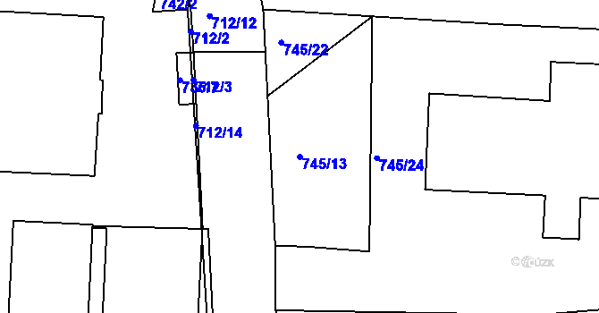Parcela st. 745/13 v KÚ Sobědruhy, Katastrální mapa