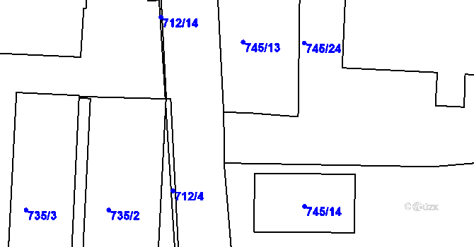 Parcela st. 745/17 v KÚ Sobědruhy, Katastrální mapa