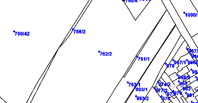Parcela st. 762/2 v KÚ Sobědruhy, Katastrální mapa