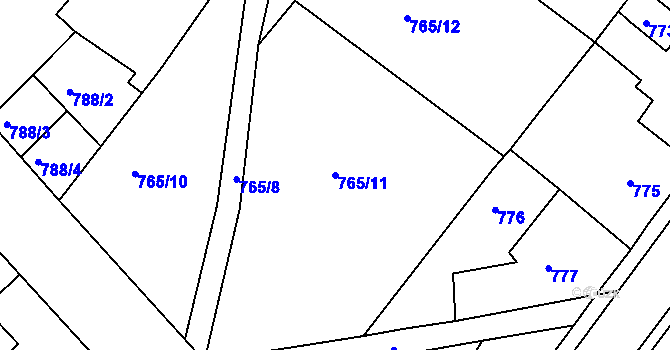 Parcela st. 765/11 v KÚ Sobědruhy, Katastrální mapa