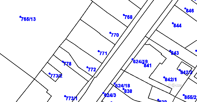 Parcela st. 771 v KÚ Sobědruhy, Katastrální mapa