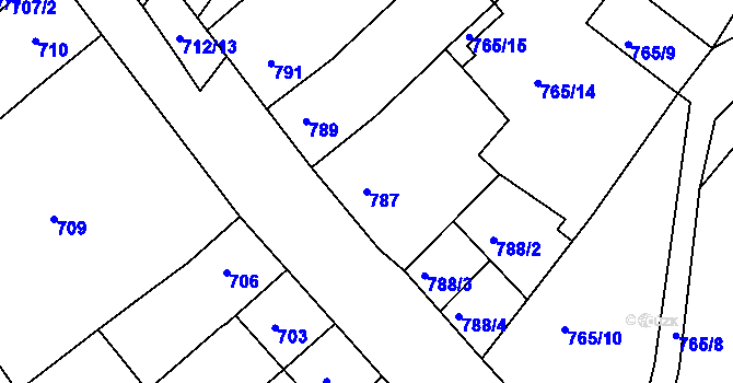 Parcela st. 787 v KÚ Sobědruhy, Katastrální mapa