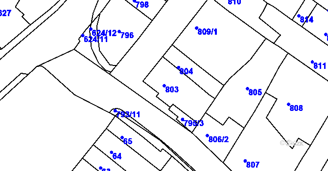 Parcela st. 803 v KÚ Sobědruhy, Katastrální mapa