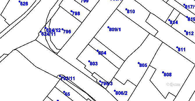 Parcela st. 804 v KÚ Sobědruhy, Katastrální mapa