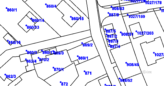 Parcela st. 869/2 v KÚ Sobědruhy, Katastrální mapa