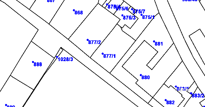 Parcela st. 877/1 v KÚ Sobědruhy, Katastrální mapa