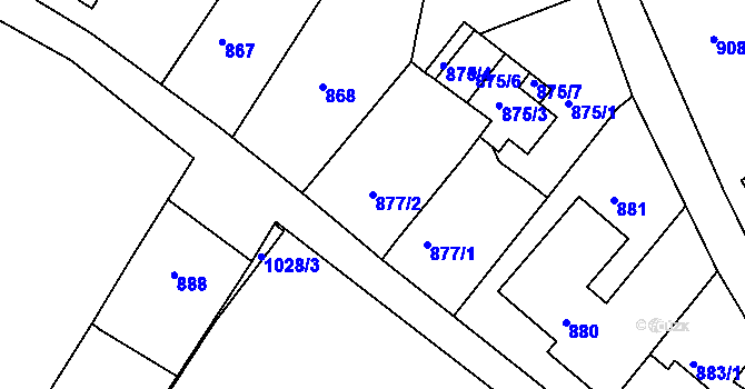 Parcela st. 877/2 v KÚ Sobědruhy, Katastrální mapa