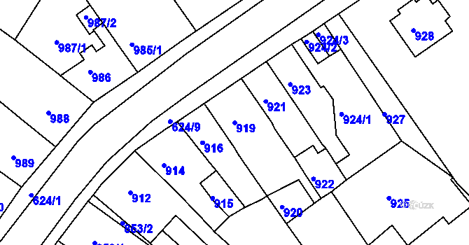Parcela st. 919 v KÚ Sobědruhy, Katastrální mapa
