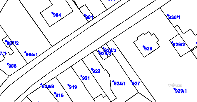 Parcela st. 924/2 v KÚ Sobědruhy, Katastrální mapa