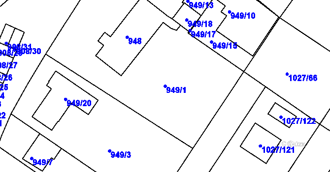 Parcela st. 949/1 v KÚ Sobědruhy, Katastrální mapa