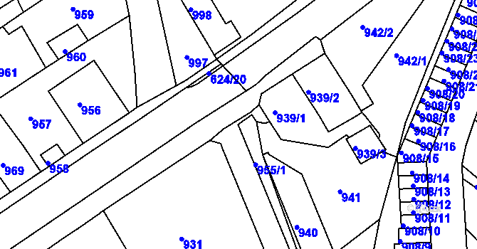 Parcela st. 955/2 v KÚ Sobědruhy, Katastrální mapa