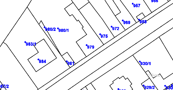 Parcela st. 979 v KÚ Sobědruhy, Katastrální mapa